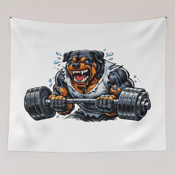 Item preview, Vicious Rottweiler Dog Muscles Barbell Curl Design designed and sold by Primal Pump Co LTD.