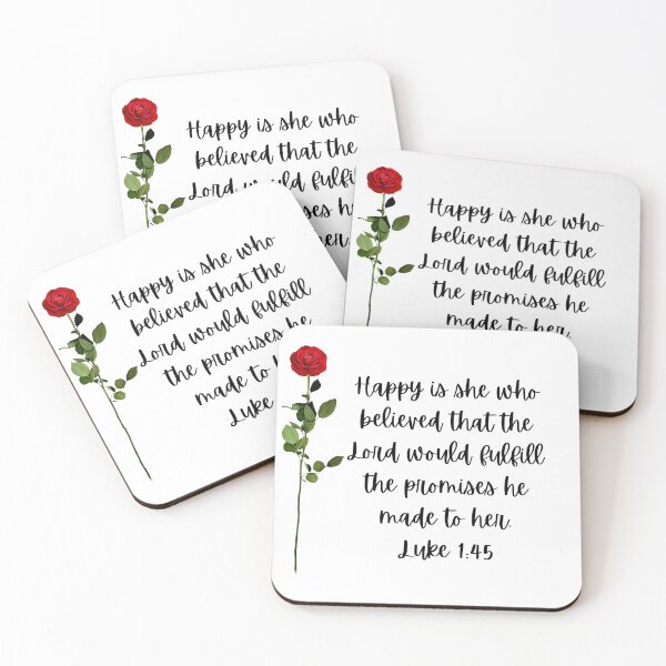Item preview, Luke 1:45 Christian verse art rose flowers  designed and sold by WovenWordB.