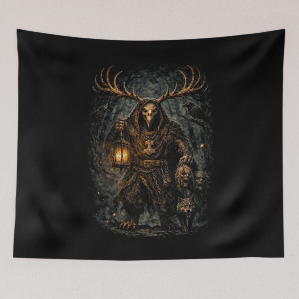 Item preview, SVT Warden of the Black Forest – Norse Pagan Antlered Guardian Design designed and sold by SEVERTREND APPAREL .