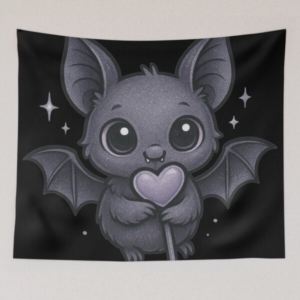 Item preview, Cute Gothic Bat Holding Heart – Kawaii Dark Aesthetic designed and sold by Mouraludia.