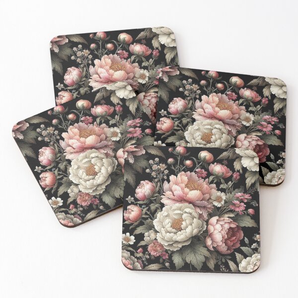 Item preview, Floral Tote Bag - Vintage Peony Garden - Elegant Floral Bouquet on Midnight Black designed and sold by Nicole-Cherie.