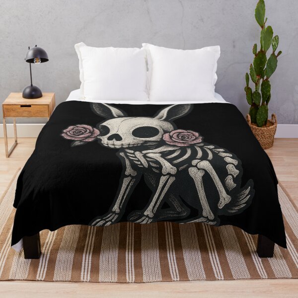 Item preview, Cute Gothic Skeleton Bunny with Roses – Spooky Cute designed and sold by Mouraludia.