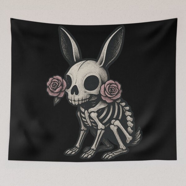 Item preview, Cute Gothic Skeleton Bunny with Roses – Spooky Cute designed and sold by Mouraludia.