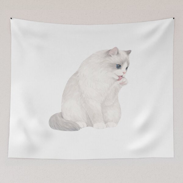 Item preview, Gentle Ragdoll Cat Grooming | Soft Watercolor Illustration designed and sold by Monchatra.