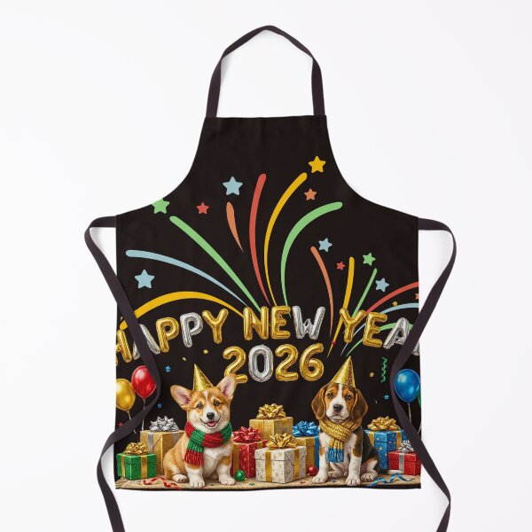 Item preview, Cute Corgi & Beagle Puppies Happy New Year 2026 | Gifts & Foil Balloons Party designed and sold by E-SarnEdge.