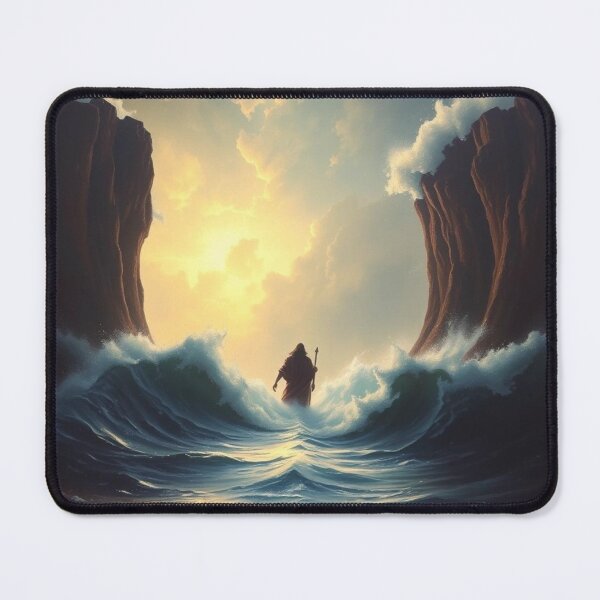 Item preview, Moses Parting the Red Sea Biblical Art Print - Epic Exodus Miracle Digital Painting designed and sold by EllDAV777.