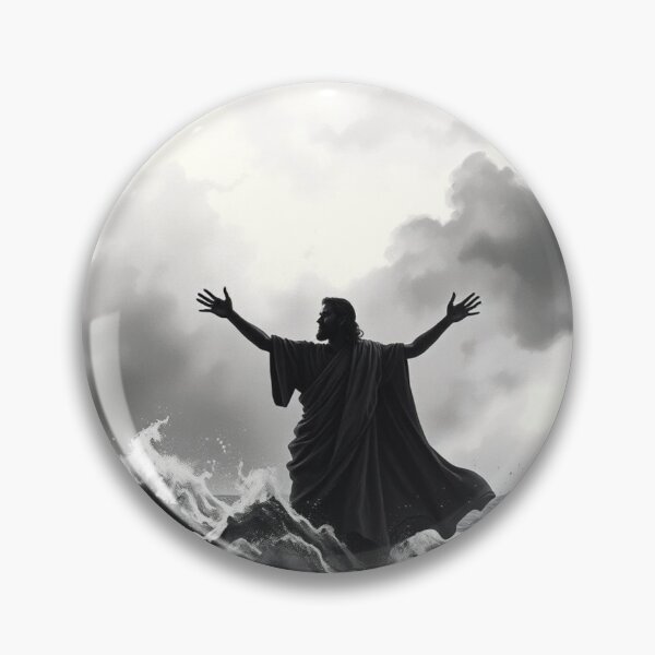 Item preview, Jesus Walking on Water Silhouette Black and White Christian Art designed and sold by EllDAV777.