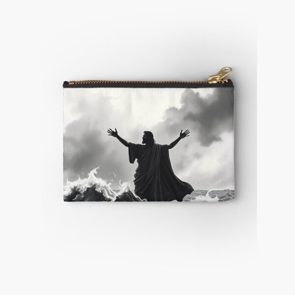 Item preview, Jesus Walking on Water Silhouette Black and White Christian Art designed and sold by EllDAV777.