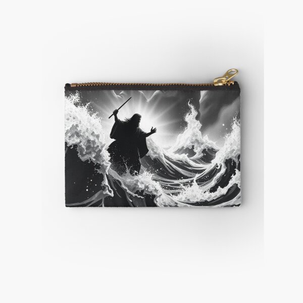 Item preview, Moses Parting the Red Sea Black and White Biblical Art Print designed and sold by EllDAV777.