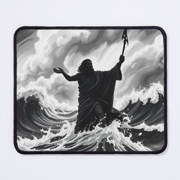Item preview, Poseidon Greek God of the Sea Silhouette Art - Dramatic Stormy Ocean Trident Illustration designed and sold by EllDAV777.