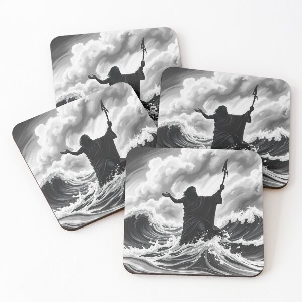 Item preview, Poseidon Greek God of the Sea Silhouette Art - Dramatic Stormy Ocean Trident Illustration designed and sold by EllDAV777.