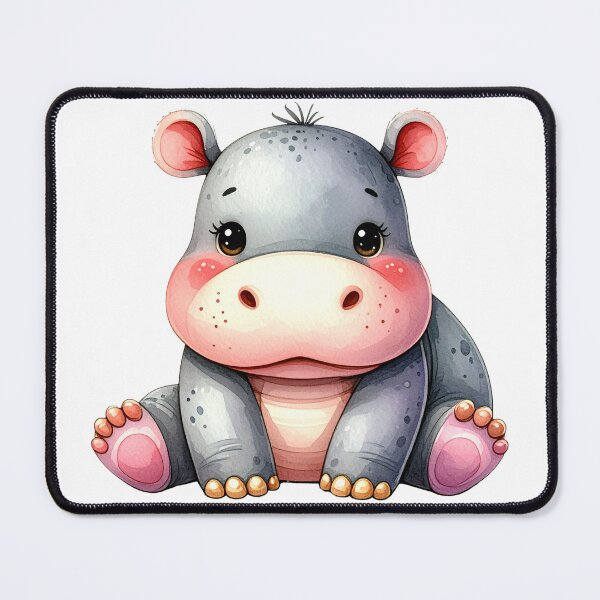 Item preview, Cute Baby Hippo Watercolor Illustration With Rosy Cheeks designed and sold by takeng07.