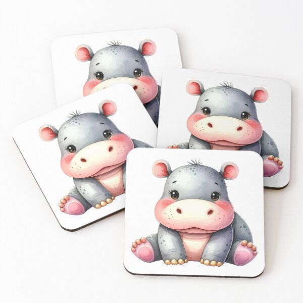 Item preview, Cute Baby Hippo Watercolor Illustration With Rosy Cheeks designed and sold by takeng07.