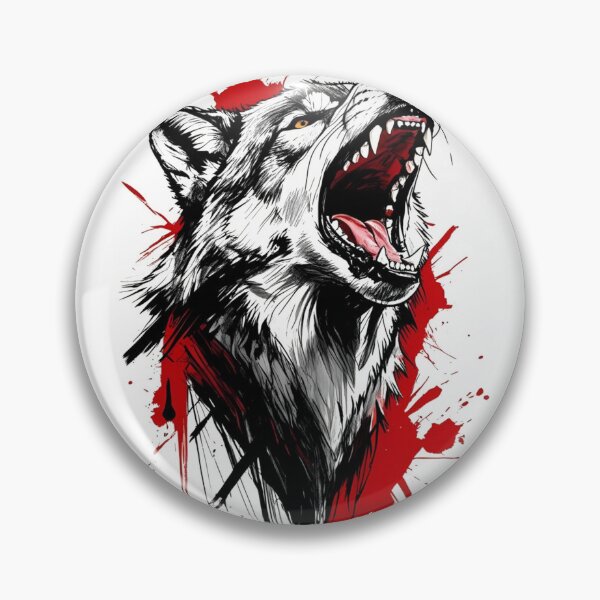 Artikelvorschau, Wilder Wolf – Blutspritzer eines wilden, brüllenden Wolfes entworfen und verkauft von Quoteink.