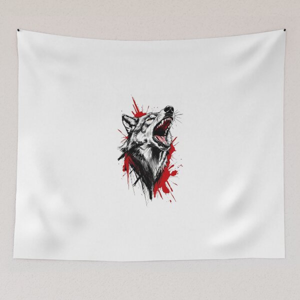 Item preview, Savage Wolf – Fierce Roaring Wolf Blood Splash Art designed and sold by Quoteink.