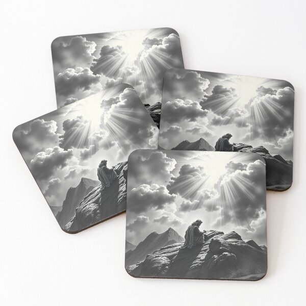 Item preview, Jesus Praying on Mountain Black and White Christian Art Print designed and sold by EllDAV777.
