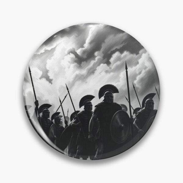 Item preview, Spartan Warriors Phalanx Silhouette - Dramatic Black and White Ancient Greek Army Art designed and sold by EllDAV777.