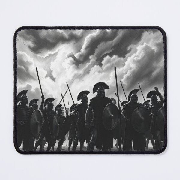 Item preview, Spartan Warriors Phalanx Silhouette - Dramatic Black and White Ancient Greek Army Art designed and sold by EllDAV777.