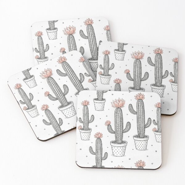 Item preview, Hand Drawn Cactus Seamless Pattern with Pink Flowers, Boho Desert Illustration designed and sold by KlarkiteTees.