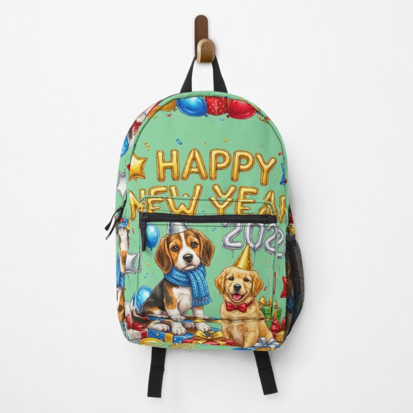 Item preview, Cute Beagle & Golden Retriever Puppy Happy New Year 2026 | Gifts & Star Balloons Party designed and sold by E-SarnEdge.