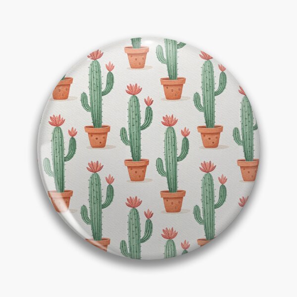 Item preview, Watercolor Cactus Seamless Pattern with Coral Flowers, Boho Desert Art designed and sold by KlarkiteTees.