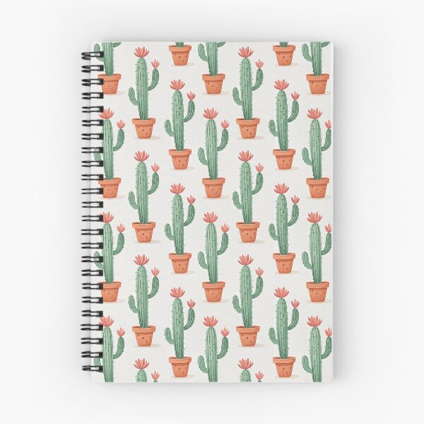 Item preview, Watercolor Cactus Seamless Pattern with Coral Flowers, Boho Desert Art designed and sold by KlarkiteTees.