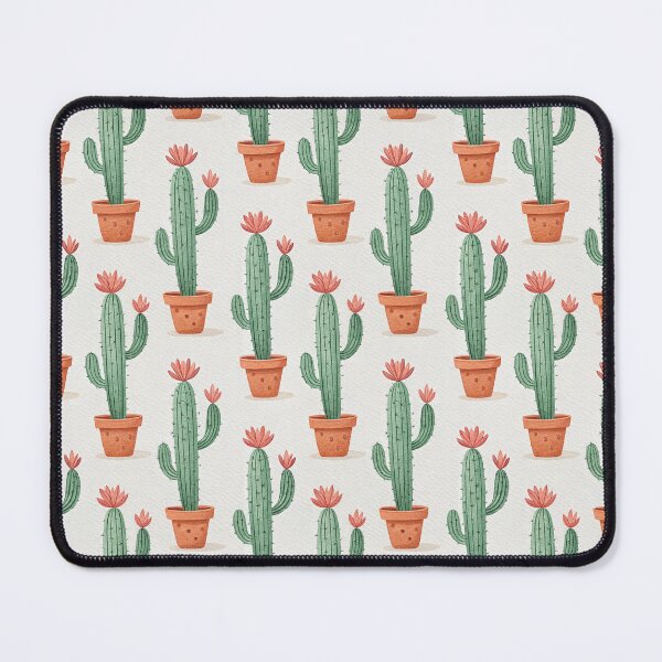 Item preview, Watercolor Cactus Seamless Pattern with Coral Flowers, Boho Desert Art designed and sold by KlarkiteTees.