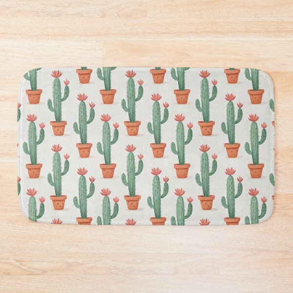 Item preview, Watercolor Cactus Seamless Pattern with Coral Flowers, Boho Desert Art designed and sold by KlarkiteTees.