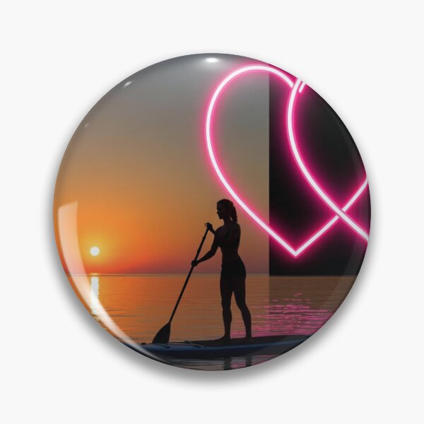 Item preview, Woman Paddleboarding with Neon Hearts designed and sold by SassyArtistry.
