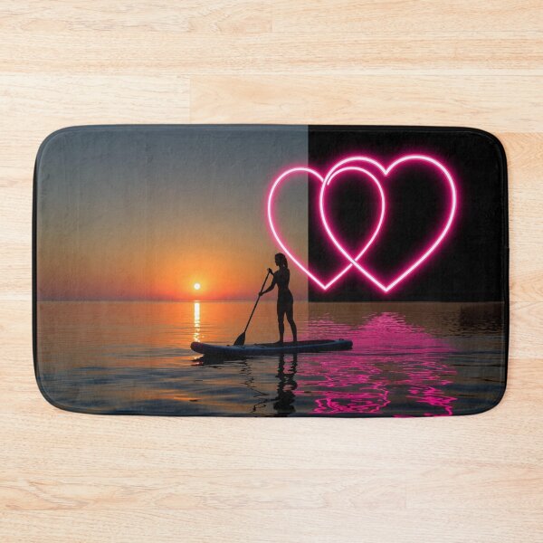 Item preview, Woman Paddleboarding with Neon Hearts designed and sold by SassyArtistry.