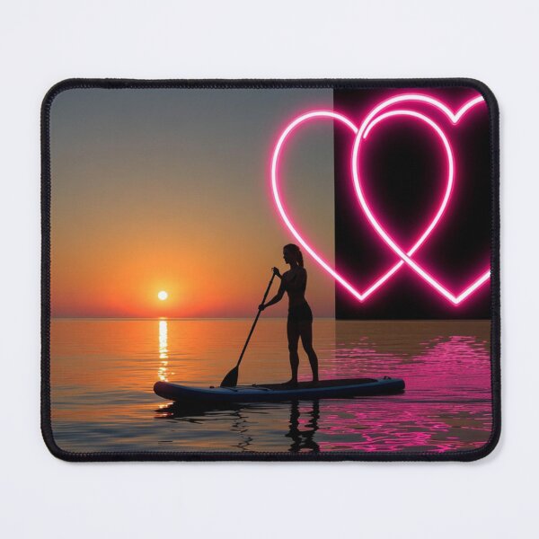 Item preview, Woman Paddleboarding with Neon Hearts designed and sold by SassyArtistry.