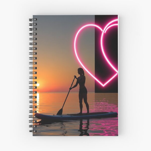 Item preview, Woman Paddleboarding with Neon Hearts designed and sold by SassyArtistry.