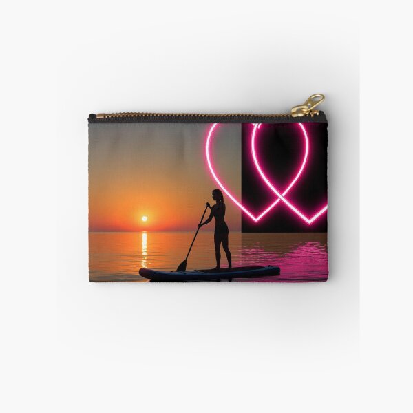 Item preview, Woman Paddleboarding with Neon Hearts designed and sold by SassyArtistry.