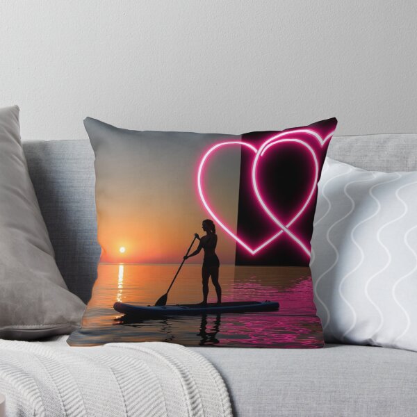 Item preview, Woman Paddleboarding with Neon Hearts designed and sold by SassyArtistry.