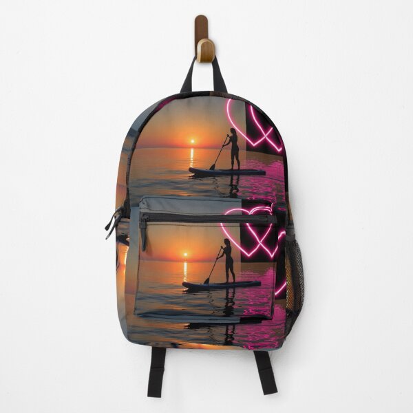 Item preview, Woman Paddleboarding with Neon Hearts designed and sold by SassyArtistry.