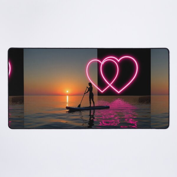 Item preview, Woman Paddleboarding with Neon Hearts designed and sold by SassyArtistry.