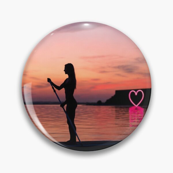 Item preview, Woman Paddleboarding with Neon Hearts designed and sold by SassyArtistry.