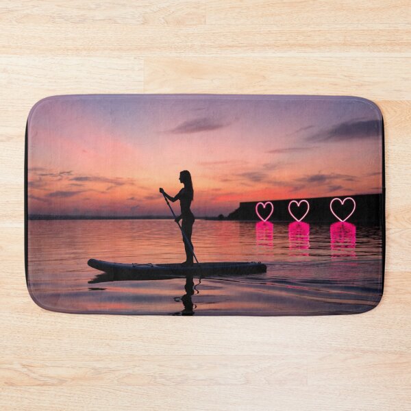 Item preview, Woman Paddleboarding with Neon Hearts designed and sold by SassyArtistry.