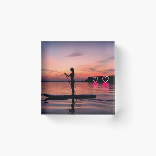 Item preview, Woman Paddleboarding with Neon Hearts designed and sold by SassyArtistry.