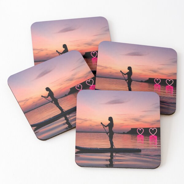Item preview, Woman Paddleboarding with Neon Hearts designed and sold by SassyArtistry.