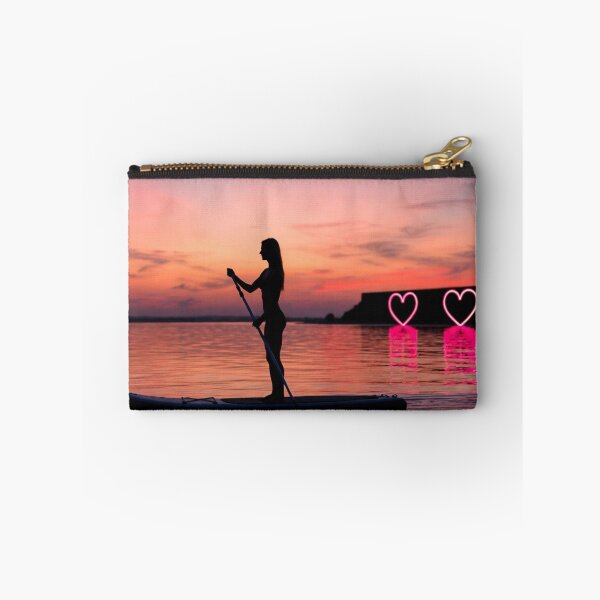 Item preview, Woman Paddleboarding with Neon Hearts designed and sold by SassyArtistry.