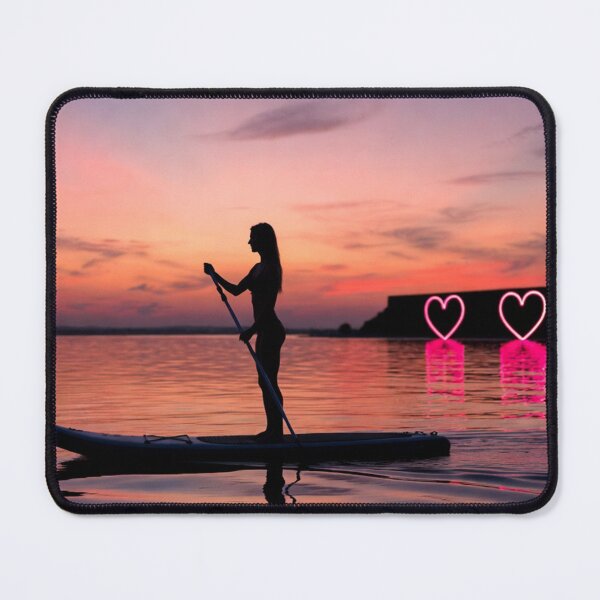 Item preview, Woman Paddleboarding with Neon Hearts designed and sold by SassyArtistry.