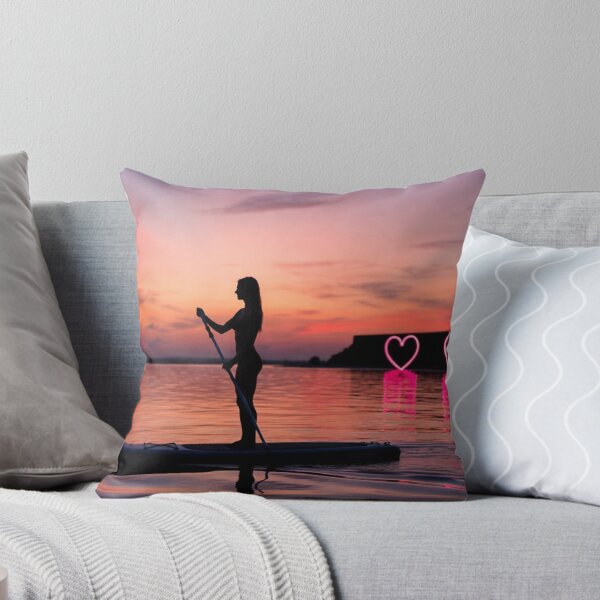 Item preview, Woman Paddleboarding with Neon Hearts designed and sold by SassyArtistry.