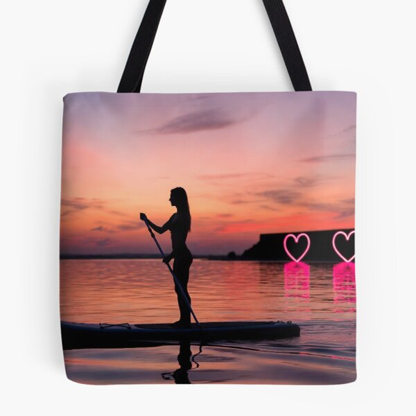 Item preview, Woman Paddleboarding with Neon Hearts designed and sold by SassyArtistry.