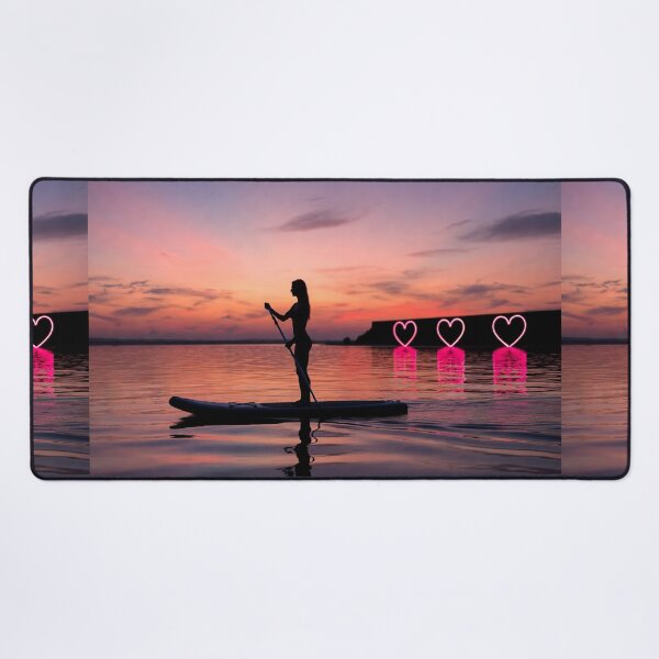 Item preview, Woman Paddleboarding with Neon Hearts designed and sold by SassyArtistry.