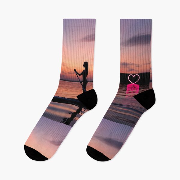 Item preview, Woman Paddleboarding with Neon Hearts designed and sold by SassyArtistry.