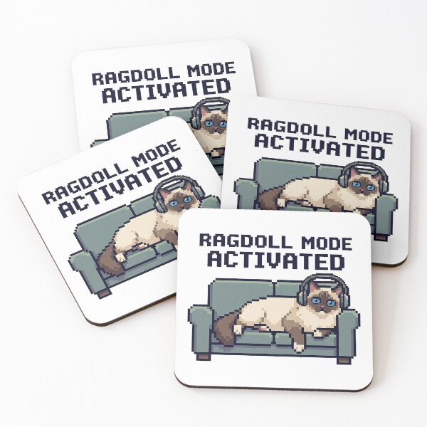 Item preview, Lazy Ragdoll Cat with Headphones - Ragdoll Mode Activated Pixel Art designed and sold by Studio-Pixel.