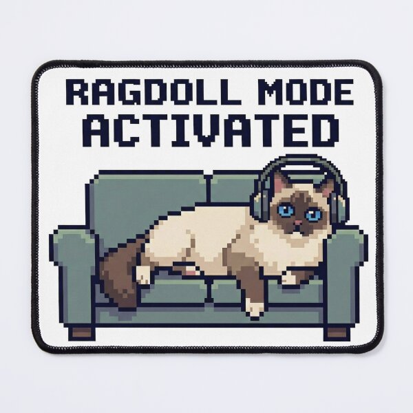 Item preview, Lazy Ragdoll Cat with Headphones - Ragdoll Mode Activated Pixel Art designed and sold by Studio-Pixel.