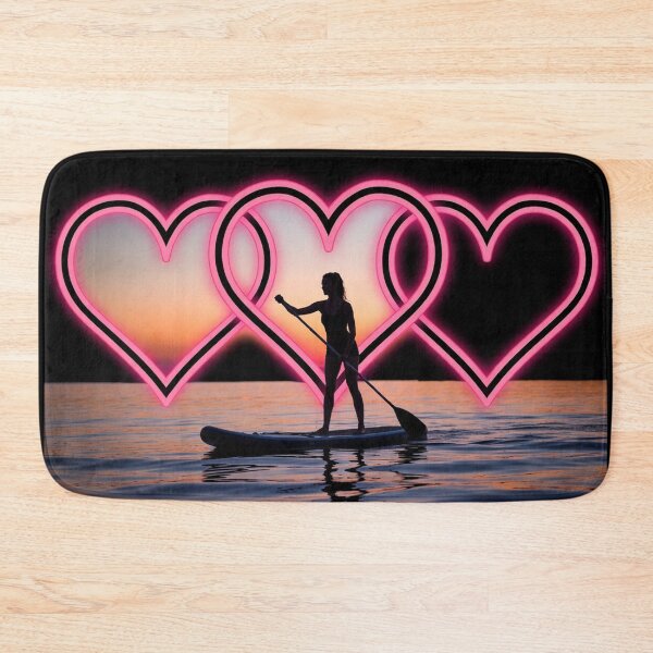 Item preview, Woman Paddleboarding With Neon Hearts designed and sold by SassyArtistry.