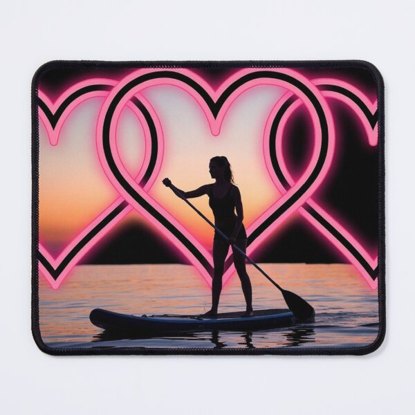 Item preview, Woman Paddleboarding With Neon Hearts designed and sold by SassyArtistry.